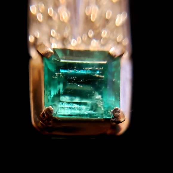 $7,000 Platinum Emerald Diamond Pendant Necklace - Picture 10 of 15